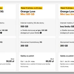 Elastyczny pakiet internetowy Orange: 500 GB dla domu za 50 zł/mies. lub nielimitowany internet mobilny 5G.