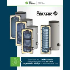 Zbiorniki C.W.U. OEM Ceramic! Przekroje pokazują spiralę grzewczą. Dostępne pojemności 150-1500l.