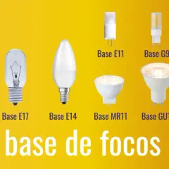 Variedad de focos con diferentes bases: E27, E12, E17, E14, E11, G9, MR11, GU10, MR16 y E39. Cada rosca bombilla es única.