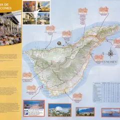 Mapa de Tenerife con puntos de interés, distancias y fotos de la isla.