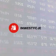 Wzór inwestycji na tle wykresów giełdowych. Czerwone koło z ikoną kalendarza i monet symbolizuje planowanie finansowe.
