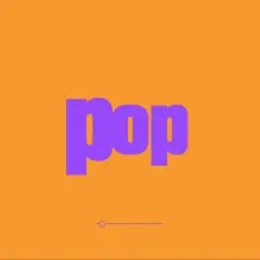 A purple "pop" logo on an orange background, ready to animate in After Effects.