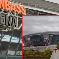Widok na nowoczesny stadion Donbas Arena, dom Szachtara Donieck.