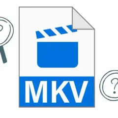 Magnifying glasses with question marks surround a document icon labeled "MKV," suggesting a search for information about the mkv filetype.