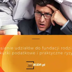 Zestresowany mężczyzna tonie w papierach, zastanawiając się nad fundacją rodzinną i jej podatkami.