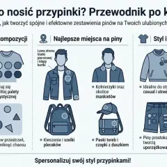 Przewodnik po kompozycji przypinek: zasady, miejsca, style. Wybierz dużą przypinkę jako punkt centralny, mieszaj kształty, by stworzyć spójny styl.