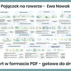 Pajączek na rowerze – streszczenie książki Ewy Nowak. Mapa myśli z ilustracjami, omawiająca bohaterkę, fabułę i przesłanie.