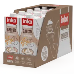 Kartony z mlekiem owsianym Inka Barista, idealne do spieniania, bez dodatku cukru.