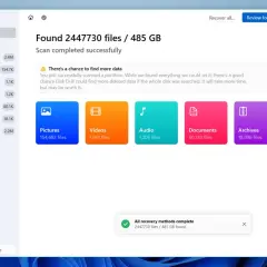 Program Disk Drill odnalazł 2447730 plików, co może pomóc w odzyskaniu utraty danych.