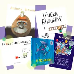 Libros de autores infantiles: El cazo de Lorenzo, El pez arcoíris, ¡Fuera etiquetas! y Amigos de medianoche.