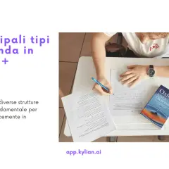 Studente che scrive, con un dizionario Oxford e fogli di esercizi. Impara frasi con "many" per migliorare il tuo inglese.