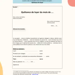 Quittance de loyer, document essentiel pour un justificatif de domicile. Ce modèle de quittance de loyer détaille le montant reçu pour le mois.