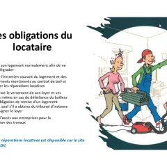 La liste des obligations du locataire inclut l'entretien du logement et le paiement du loyer. Une famille s'occupe des réparations.
