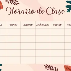 Horario de clase para imprimir con diseño otoñal. Organiza tus semanas fácilmente.
