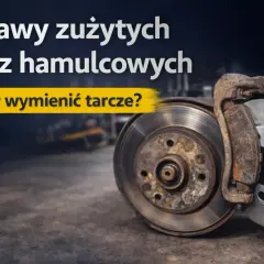 Objawy zużytych tarcz hamulcowych i kiedy je wymienić. Widoczne są stare, zardzewiałe i nowe tarcze hamulcowe.