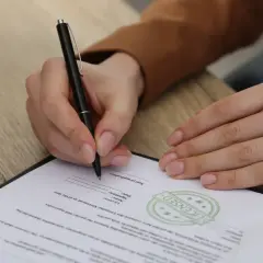 Ręka podpisuje dokument. Uważaj na zapisy, by uniknąć skutków podpisania niekorzystnej umowy wydawniczej.