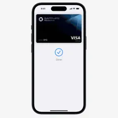 iPhone z dodaną kartą Visa Sapphire Reserve. Potwierdzenie dodania karty, jak włączyć Google Pay.