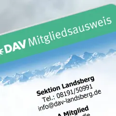DAV Mitgliedsausweis der Sektion Landsberg. Mit dieser Jahreskarte ohne Verein sind Sie bereit für die Berge!