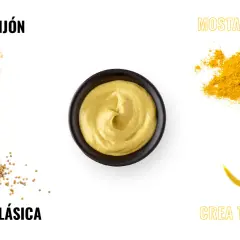 Ingredientes para mostaza Dijon: semillas de mostaza, polvo de mostaza y azúcar moreno.