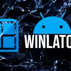 Logo Winlator, emulator pc na androida, łączy symbol Windows z robotem Android.