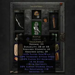 Diablo 2: łączenie run w zbroi "Hustle" (Shael, Ko, Eld) daje +65% szybszego biegu/chodu i +40% szybszej prędkości ataku.