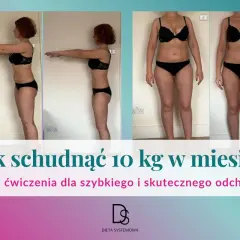 Kobieta pokazuje metamorfozę sylwetki, inspirując do tego, jak schudnąć 10 kg. Dieta i ćwiczenia kluczem do sukcesu.
