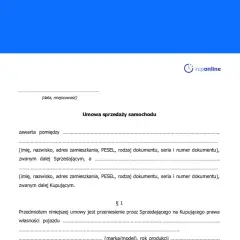 Umowa kupna sprzedaży samochodu zawiera dane sprzedającego i kupującego.