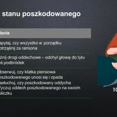 Ratownik sprawdza oddech poszkodowanego, by wykluczyć migotanie komór. Czas: 10 sekund.