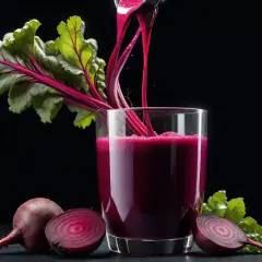 Szklanka z buraczanym sokiem, obok buraki i liście. Czy zakwas z buraków można pasteryzować?