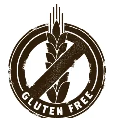 Symbol przekreślonego kłosa zboża z napisem "GLUTEN FREE".