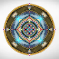 Mandala z neonowymi akcentami i złotą obwódką. Daj mi siłę, abym zmienił to, co zmienić mogę, by odnaleźć spokój.