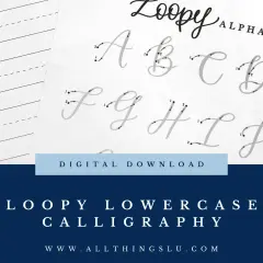 Práctica de caligrafía _LOOPY_ con guías de letras mayúsculas y minúsculas.