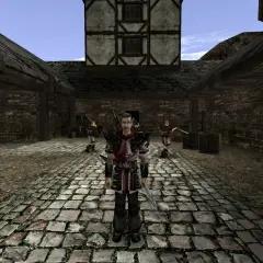 Bohater w zbroi w grze Gothic 2, gotowy do walki. Może przydać się do wpisania **gothic 2 kody** i ułatwienia sobie rozgrywki.