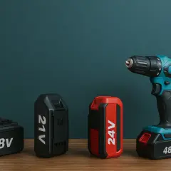 Comparaison des batteries : 18V, 21V, 24V et 48V. La perceuse sans fil est prête à l'emploi.