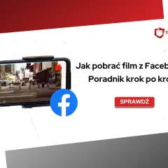 Dowiedz się, jak pobrać film z Facebooka! Poradnik krok po kroku z ikoną Facebooka i ekranem telefonu.