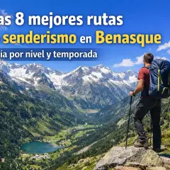 Un excursionista contempla un valle alpino con un lago y picos nevados, listo para explorar las mejores rutas de senderismo en Benasque.