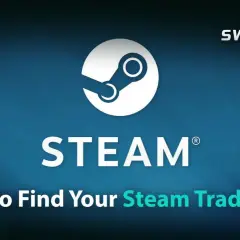 Jak znaleźć swój trade url Steam na telefonie? Logo Steam i napis "How to Find Your Steam Trade URL".