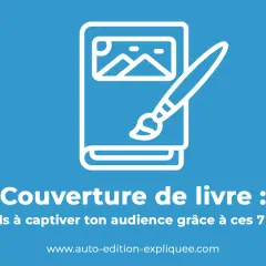 Icône d'une couverture de livre originale avec un pinceau. Le titre "Couverture de livre" et des astuces pour captiver son audience.