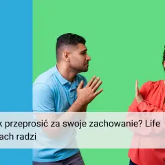 Mężczyzna błaga o wybaczenie, kobieta odwraca się z dezaprobatą. Jak przeprosić za swoje zachowanie? Life Coach radzi.