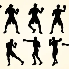Silhouettes of boxers performing boxing ladder drills, showcasing agility and footwork.