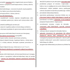 Fragment tekstu prawnego dotyczący obowiązków inwestora i kierownika budowy.