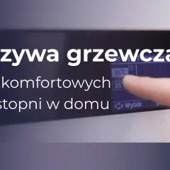 Krzywa grzewcza dla komfortowych 22 stopni w domu. Palec wskazuje ustawienie temperatury na ekranie.