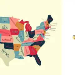 Mapa USA i Wielkiej Brytanii. Na mapie Wielkiej Brytanii widać Szkocję, Walię, Anglię i Irlandię Północną, pokazując gdzie leży Wielka Brytania.