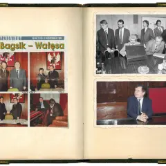 Artykuł "Bagsik - Wałęsa" z goldstar art b. Zdjęcia z lat 90. przedstawiają polityków i spotkania.