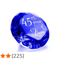 Un cristallo blu inciso con "45 years of Love", un regalo perfetto per celebrare 45 anni di matrimonio.