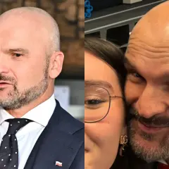 Rafał Brzoska z córką, uśmiechnięty ojciec i jego pociecha.