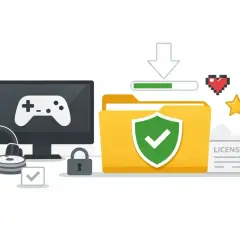 Komputer z padem, słuchawki, płyty, folder z tarczą i licencją. Pobieraj gry na PC za darmo bezpiecznie!