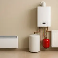 Nowoczesny system grzewczy z kotłem, zasobnikiem i grzejnikiem. Wyobraź sobie, że to wszystko zasila pojazd kategorii N1 elektryczny.