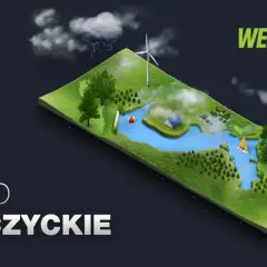 Jezioro Przeczyckie - idealne miejsce na wędkowanie. Widać tu domki, wiatrak, żaglówkę i chmury.