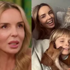 Agnieszka Włodarczyk z dziećmi i kotem. Uśmiechnięta mama, synek i zwierzęta w domowym zaciszu.
